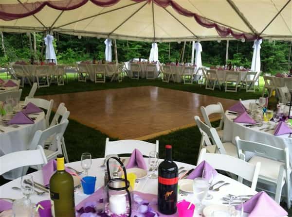 interior dance floor setup with chairs and tables