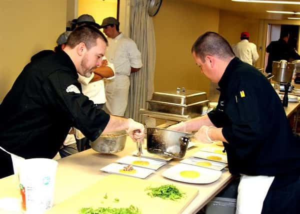 wait staff preparing food for an event