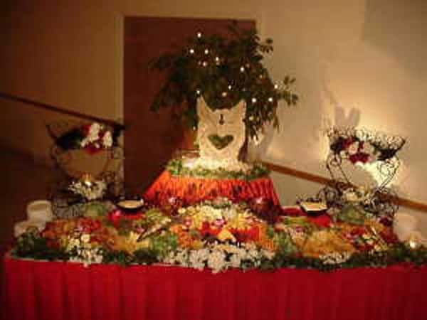 buffet table with various fruits