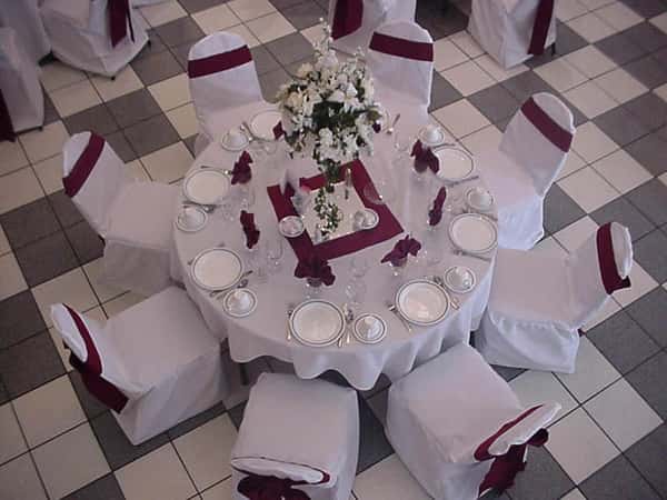 overhead view of deocrated tables