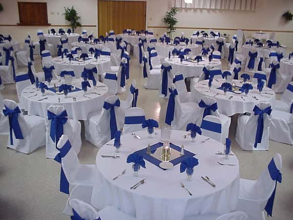 catering hall with decorated tables