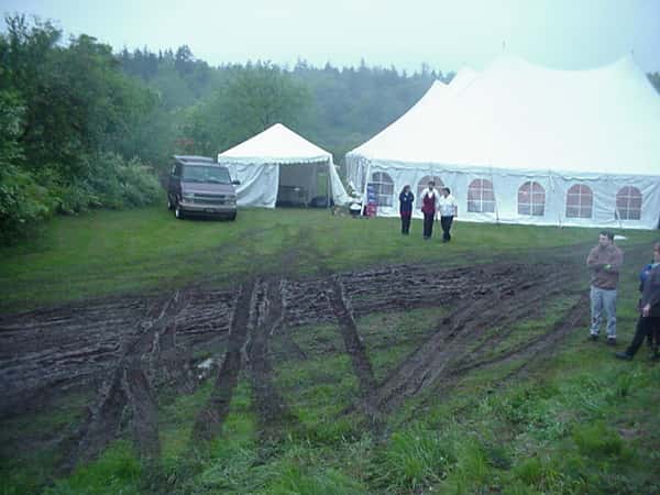 a roadway in a field full of thick mud