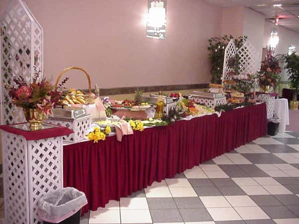 decorated serving tables