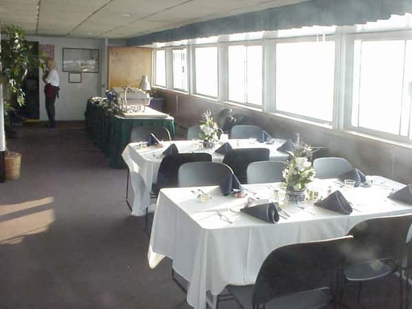 room with decorated tables