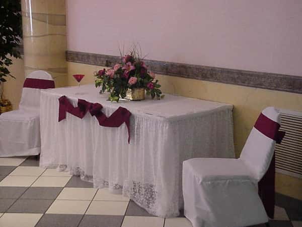 a decorated serving table