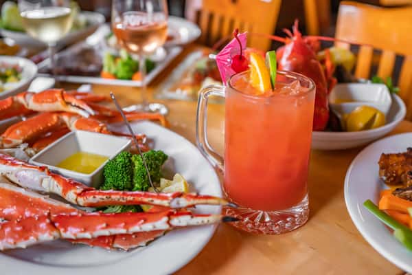 table of food and drinks