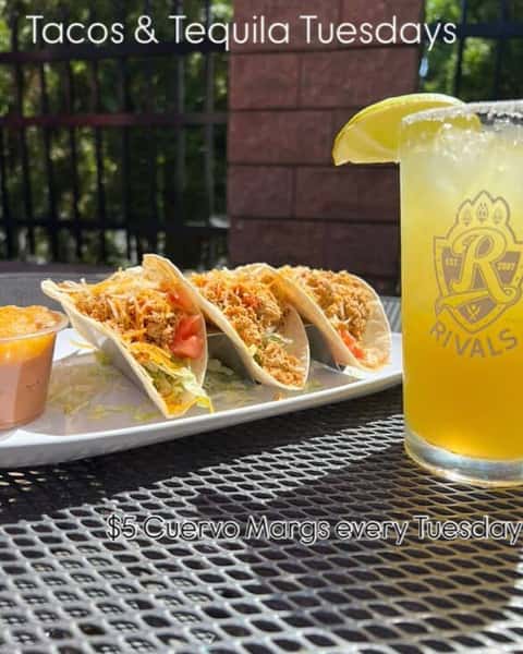 Taco Tuesday! Tacos Special starts at 4pm!
Plus, $5 Cuervo Margaritas every Tuesday!
#RivalsBrewPub #TacoTuesday #SouthOfTheBorder #Foodie #CLE