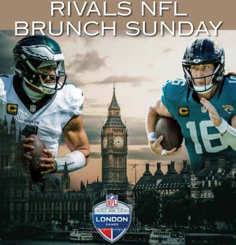 Join us in celebrating NFL Football ALL-DAY with the First Game of the day starting at 9am! Rivals Brunch starts at 8am featuring Mimosa, Bloody Mary, and Beer!
See you Soon!