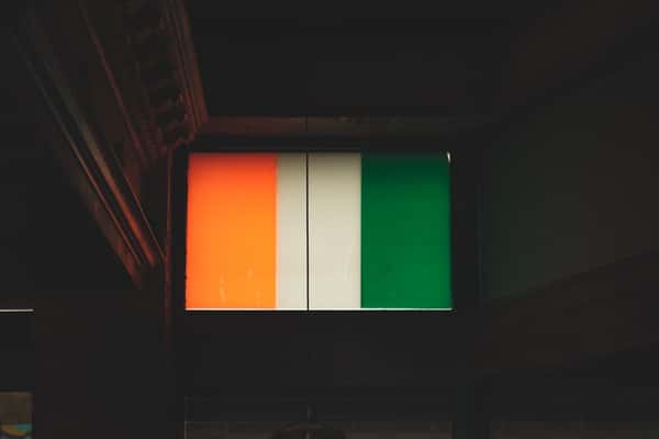 Orange, white and green Irish flag