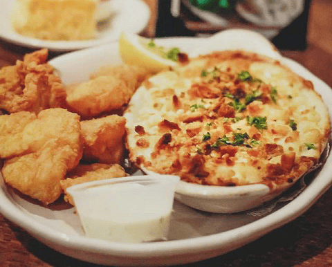 Fried Fish and Baked Mac & Cheese