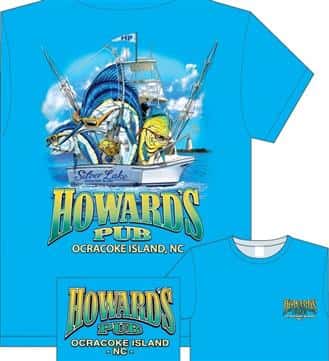 Howard's Pub, Ocracoke Island, NC fishing boat drawing t-shirt.