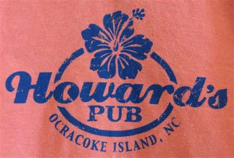 Howard's Pub ocracoke island, NC with flower t-shirt.