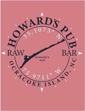 Howard's Pub Ocracoke Island, NC latitude and longitude coordinates t-shirt.