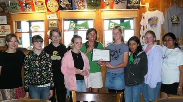 Ocracoke Students Against Tobacco Present Certificate for The Pub Being Smoke Free