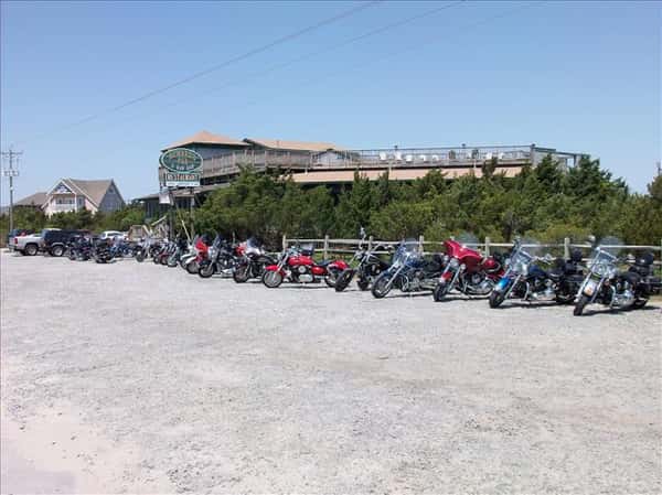 Outer Banks Bike Week at The Pub 2009 - motorcycles in parking lot