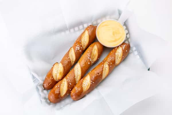 Pretzel breadsticks cheese dip