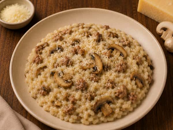Risotto Salsiccia e funghi