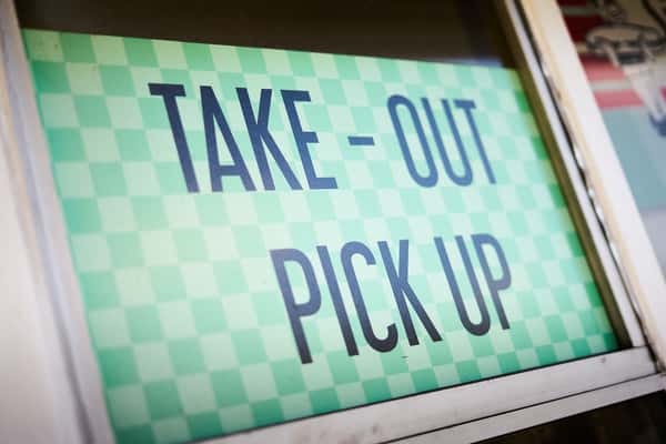 take-out and pickup sign