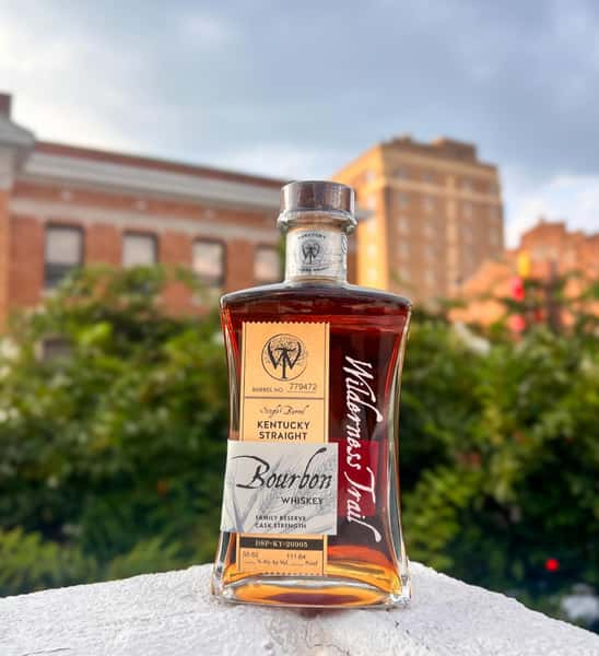 Bourbon sitting on a ledge