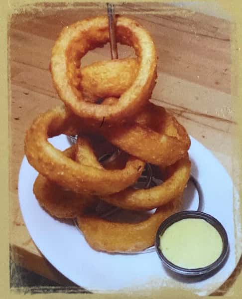 Giant Onion Rings with Black Angus Dip