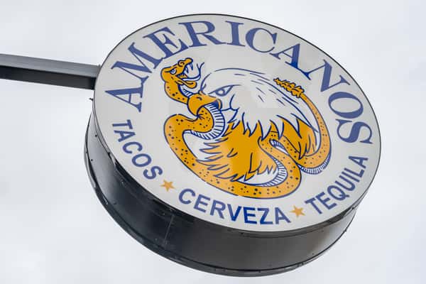closeup of restaurant sign