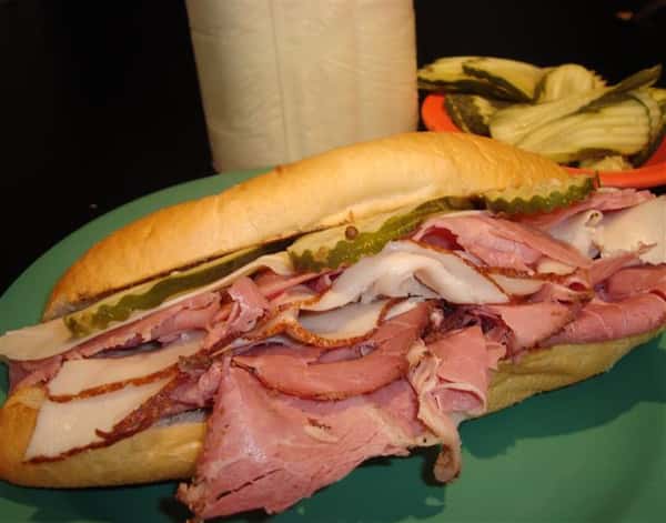 hoagie sandwich with ham and turkey