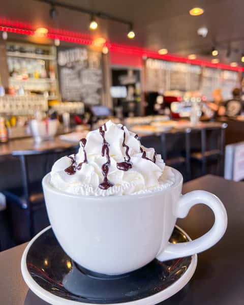 hot beverage with whipped cream
