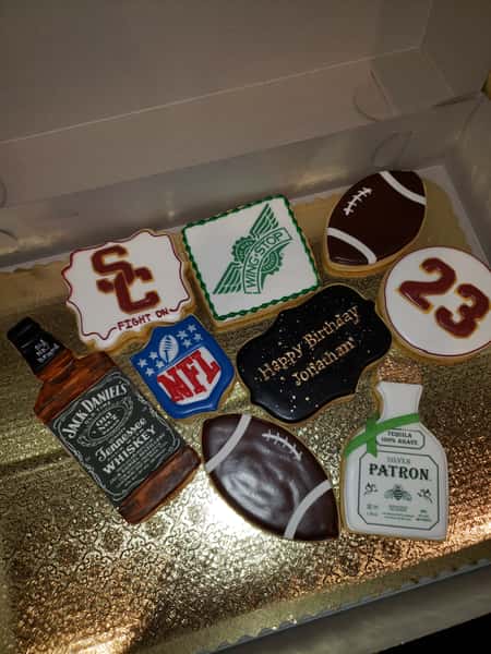 football theme plus alcohol bottles