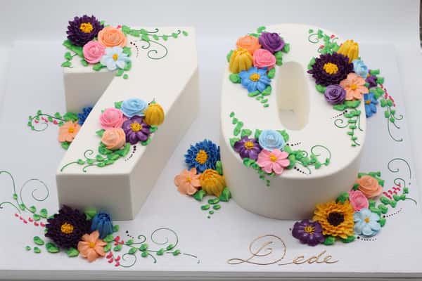 cut to shape full iced number cake