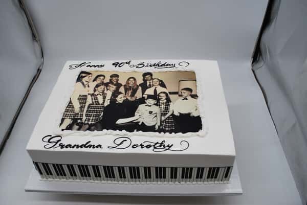 sheet cake with edible image black and white