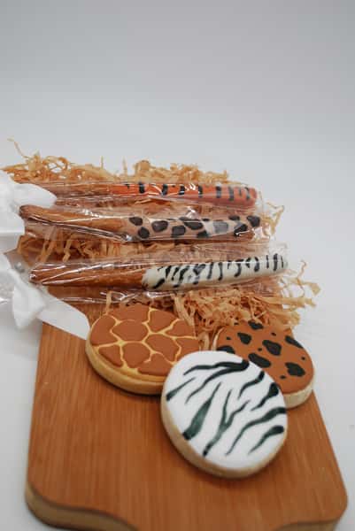 assorted animal print pretzels and cookies