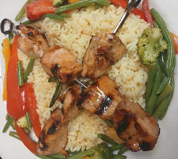 Twin, Marinated Hot Honey Chicken Kabobs