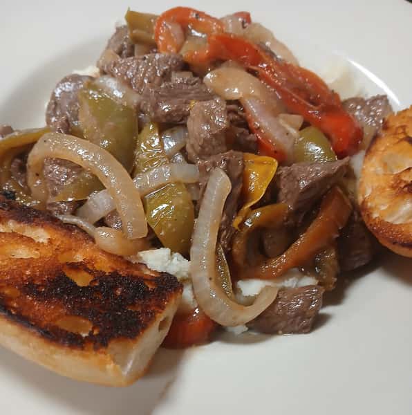 Beef Tips over Mashers