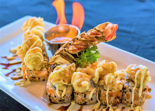 Flaming Lobster Roll Sushi Menu El Pacifico Seafood Restaurant