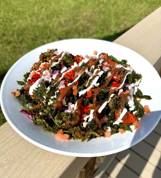 Fried Spinach and Kale Salad