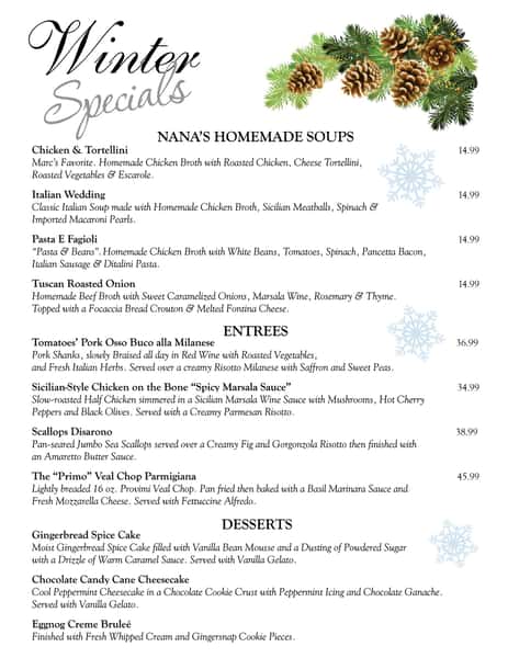 Specials Tomatoes Italian Grille and Bar Italian Restaurant in