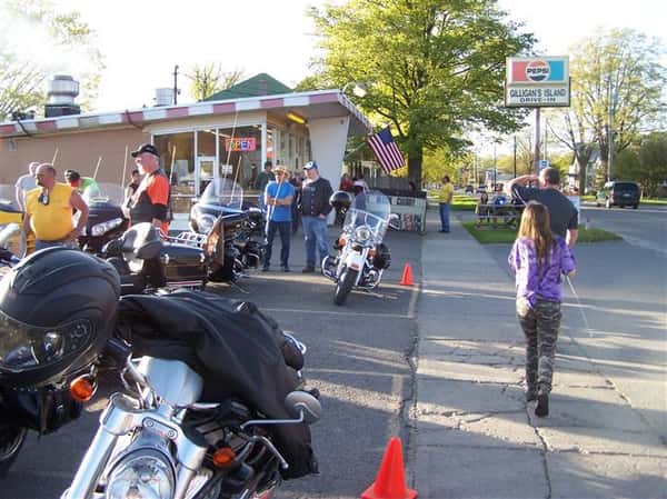 People and motorcycles