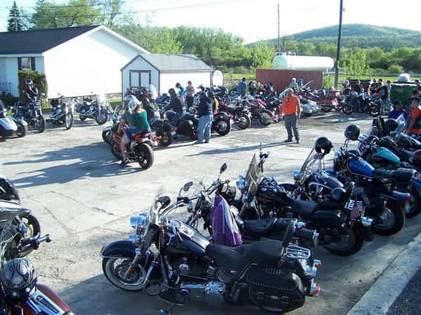 two rows of motorcycles