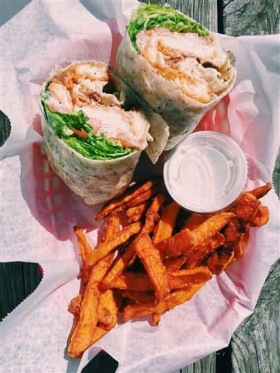Rancher Wrap and Sweet Potato Fries
