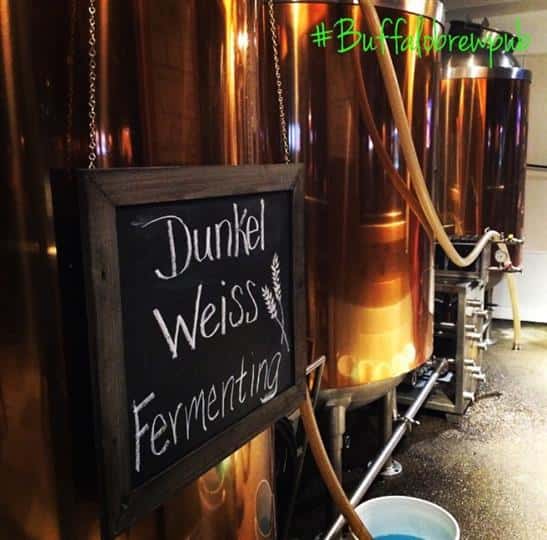 A upclose shot of the Drunken Weiss fermenting