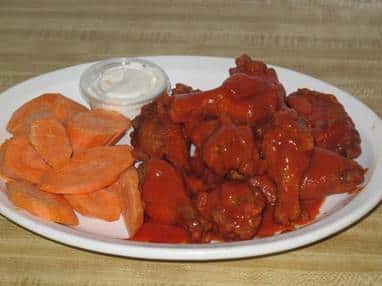 wings and dip with carrots
