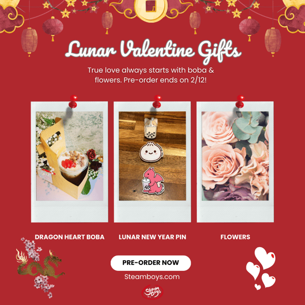Dragon Heart Tea + Flowers + LNY Pin + $10 Gift Card