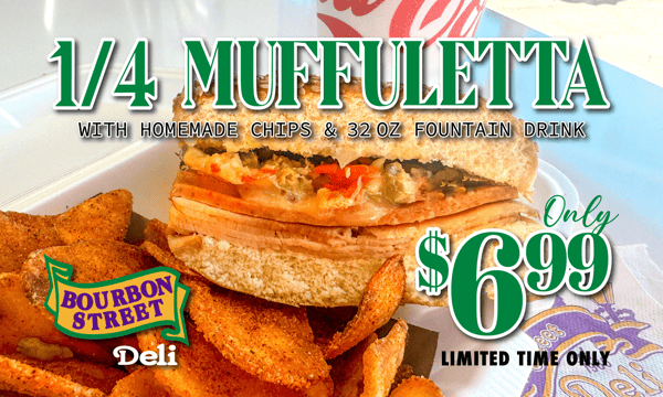 1/4 Muffuletta with Homemade Chips & Drink