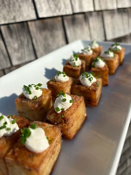 Potato Pave with Chive Garlic Sour Cream
