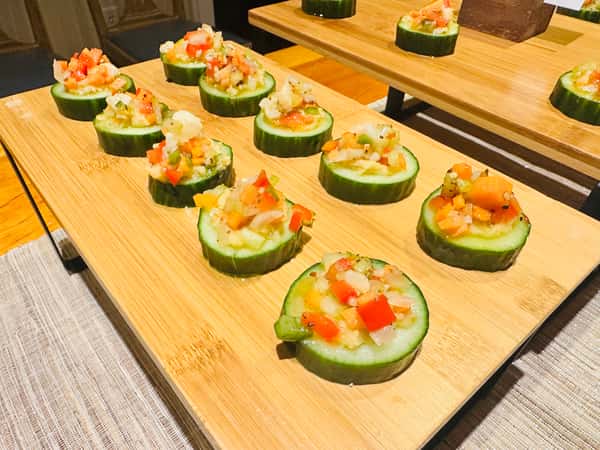 Cucumber Cups with Hummus, Giardiniera