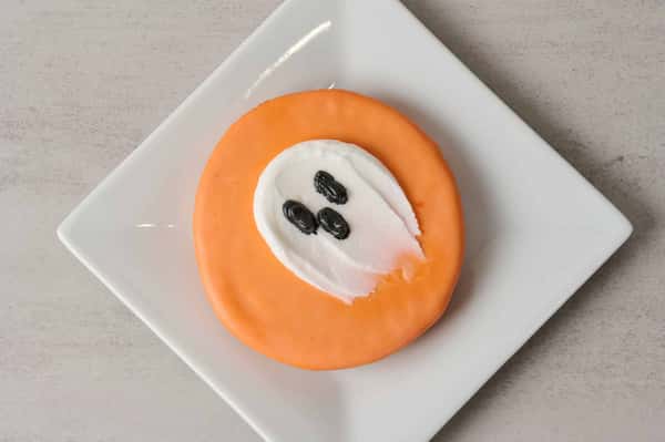 Halloween Orange Ghost Poured Sugar Cookies