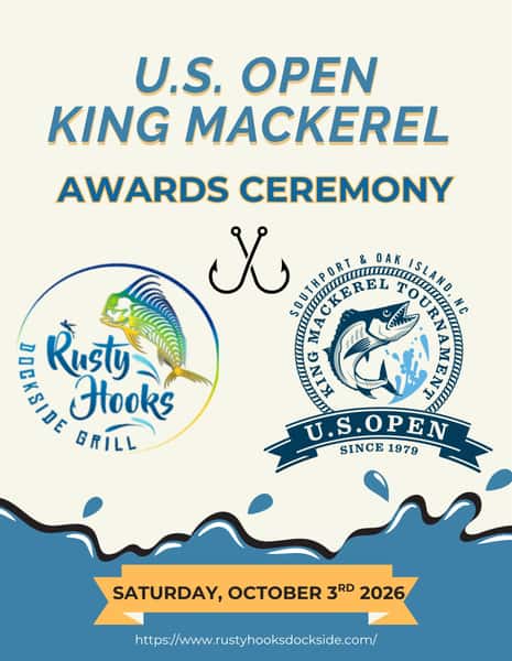 The 47th US Open King Mackerel Tournament is here, and we’re bringing all the Big Deck Energy ! ⚓️🎣 

Whether you’re in the competition or just here for the views, we’ve got your weekend covered with the freshest local seafood, oysters, and 24 rotating taps of ice-cold brews. Come celebrate the catch, enjoy some live music, and soak up the best sunset spot in Southport/Oak Island.

We’ll see you Dockside!

📍4907 Fish Factory Rd, SE Southport
📲910.477.6616
🖥️ https://www.rustyhooksdockside.com

#freshandlocalmatter 
#favoritedinnerwithaview #sunsettikibar #USOpenKingMackerel