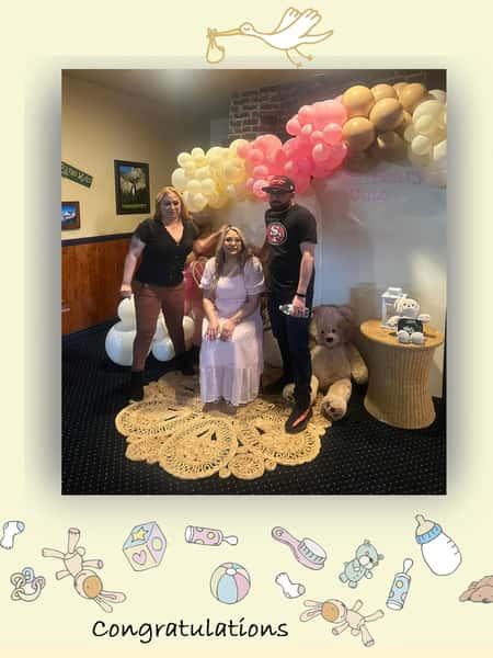 Beautiful baby shower at the Cedar location.  Banquet room transformed into a fun setting for the celebration.