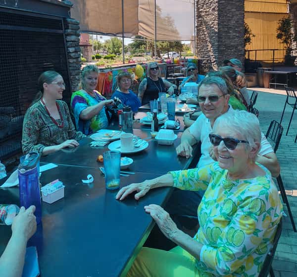 Great customers enjoying the nice weather while dining on the patio at YFC at the Cedar location.  