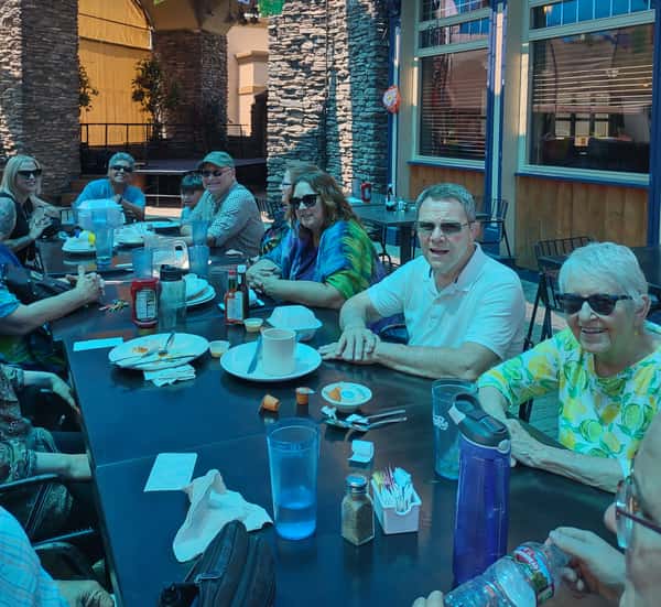 Great customers enjoying the nice weather while dining on the patio at YFC at the Cedar location.  